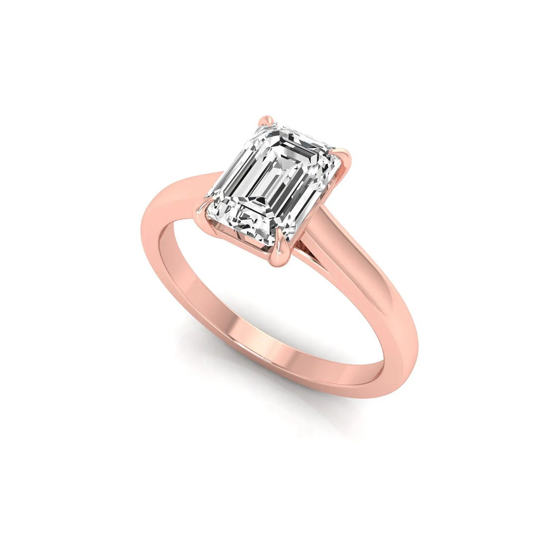 OctaPearl 1 ct Emerald Prong Set Lab Grown Diamond Solitaire Engagement Ring
