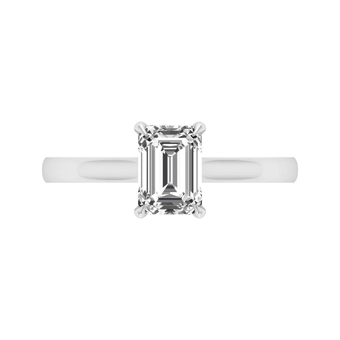 OctaPearl 1 ct Emerald Prong Set Lab Grown Diamond Solitaire Engagement Ring