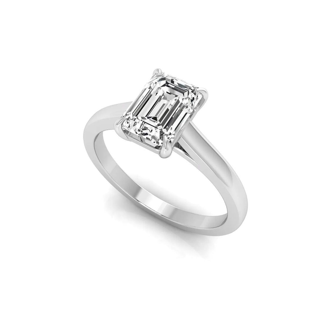 OctaPearl 1 ct Emerald Prong Set Lab Grown Diamond Solitaire Engagement Ring