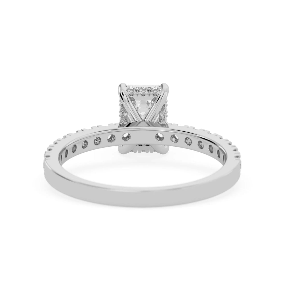 OctaPearl 1 ct Emerald Hidden Halo Lab Grown Diamond Pave Engagement Ring