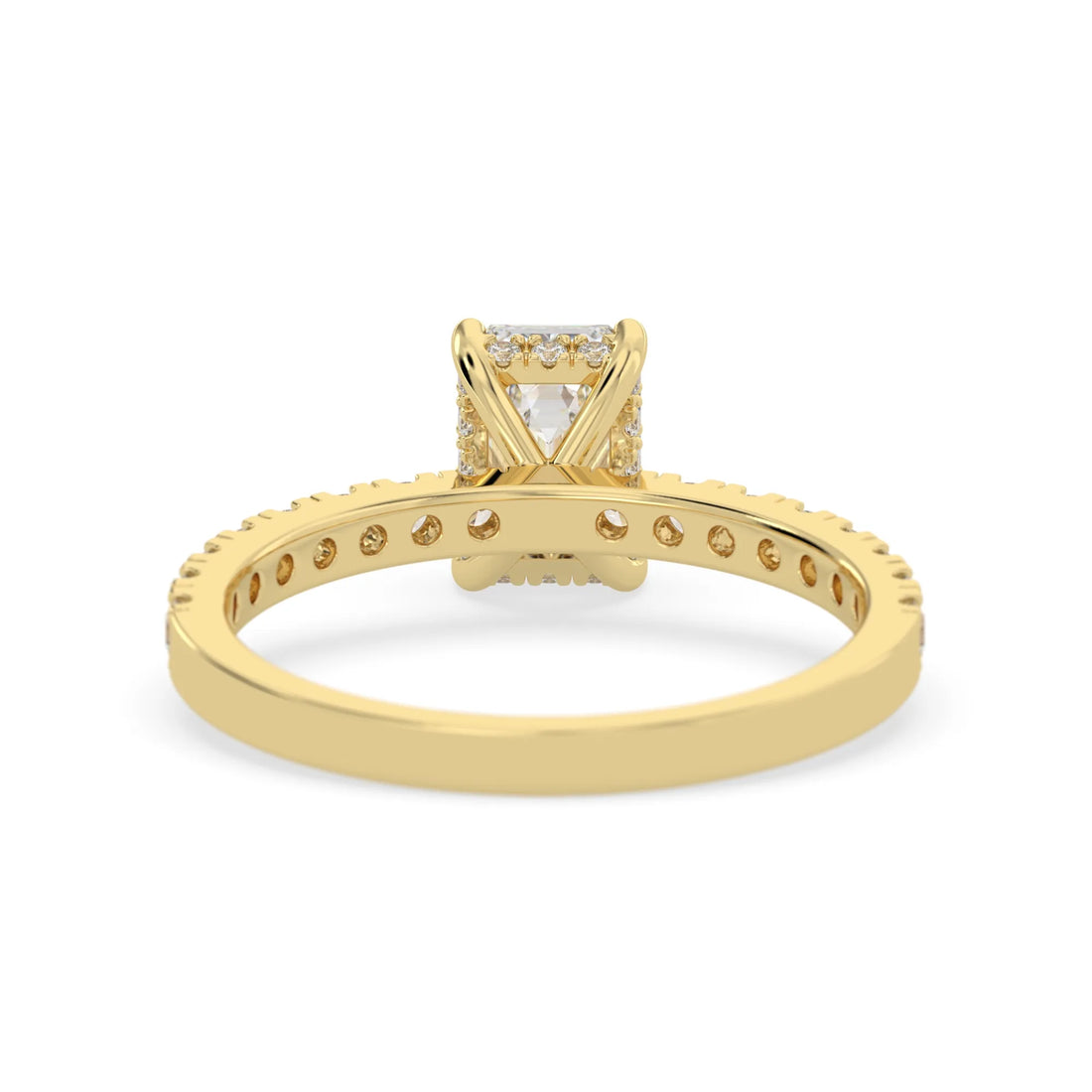 OctaPearl 1 ct Emerald Hidden Halo Lab Grown Diamond Pave Engagement Ring