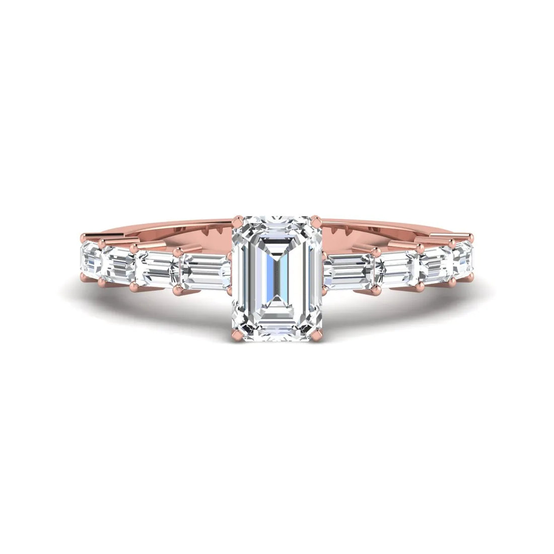 OctaPearl 1 ct Emerald Solitaire Accent Lab Grown Diamond Engagement Ring