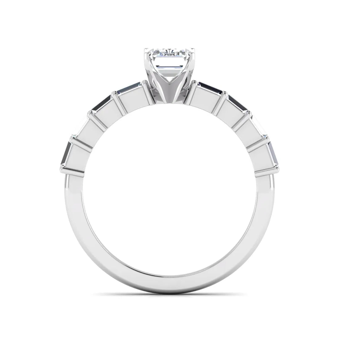 OctaPearl 1 ct Emerald Solitaire Accent Lab Grown Diamond Engagement Ring