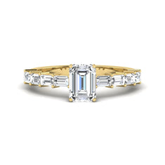 OctaPearl 1 ct Emerald Solitaire Accent Lab Grown Diamond Engagement Ring