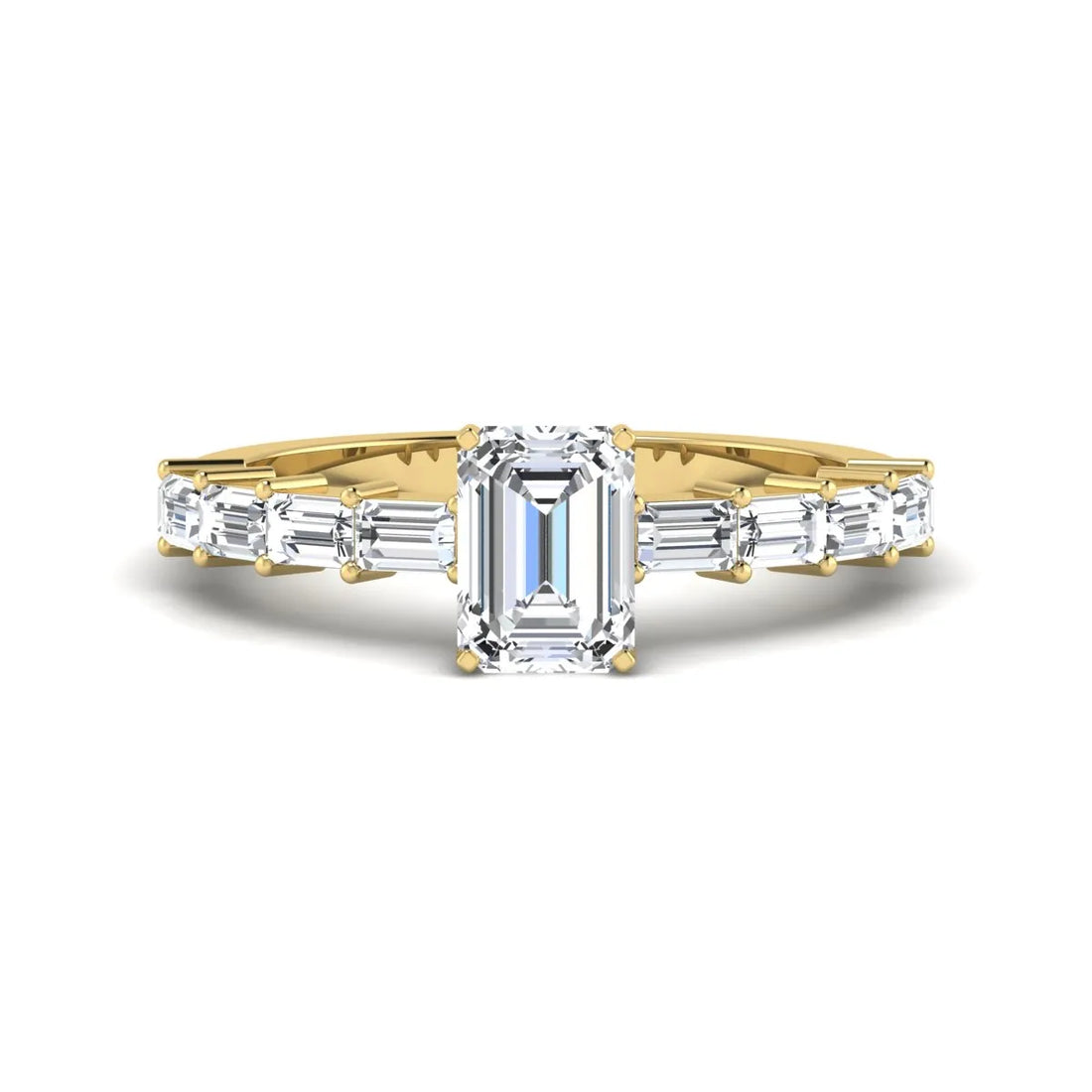 OctaPearl 1 ct Emerald Solitaire Accent Lab Grown Diamond Engagement Ring