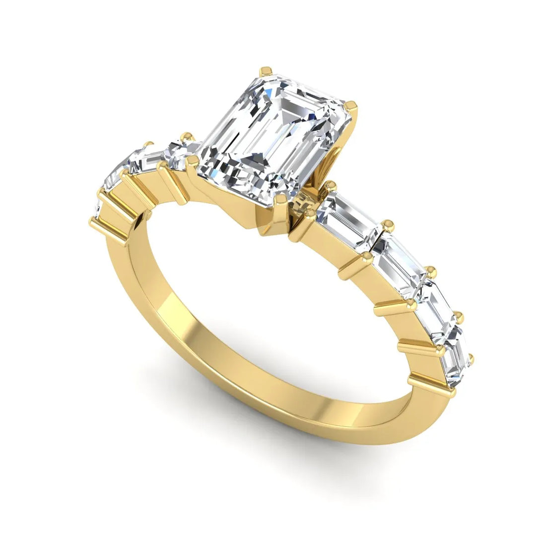 OctaPearl 1 ct Emerald Solitaire Accent Lab Grown Diamond Engagement Ring