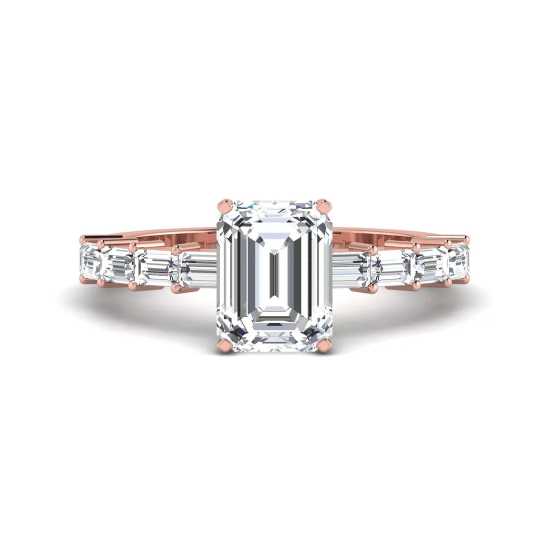 OctaPearl 2 ct Emerald Solitaire Accent Lab Grown Diamond Engagement Ring