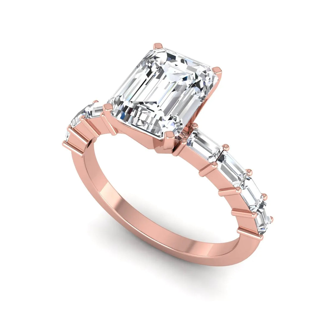 OctaPearl 2 ct Emerald Solitaire Accent Lab Grown Diamond Engagement Ring