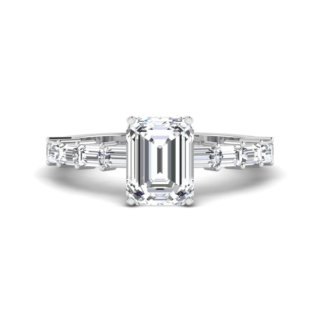 OctaPearl 2 ct Emerald Solitaire Accent Lab Grown Diamond Engagement Ring