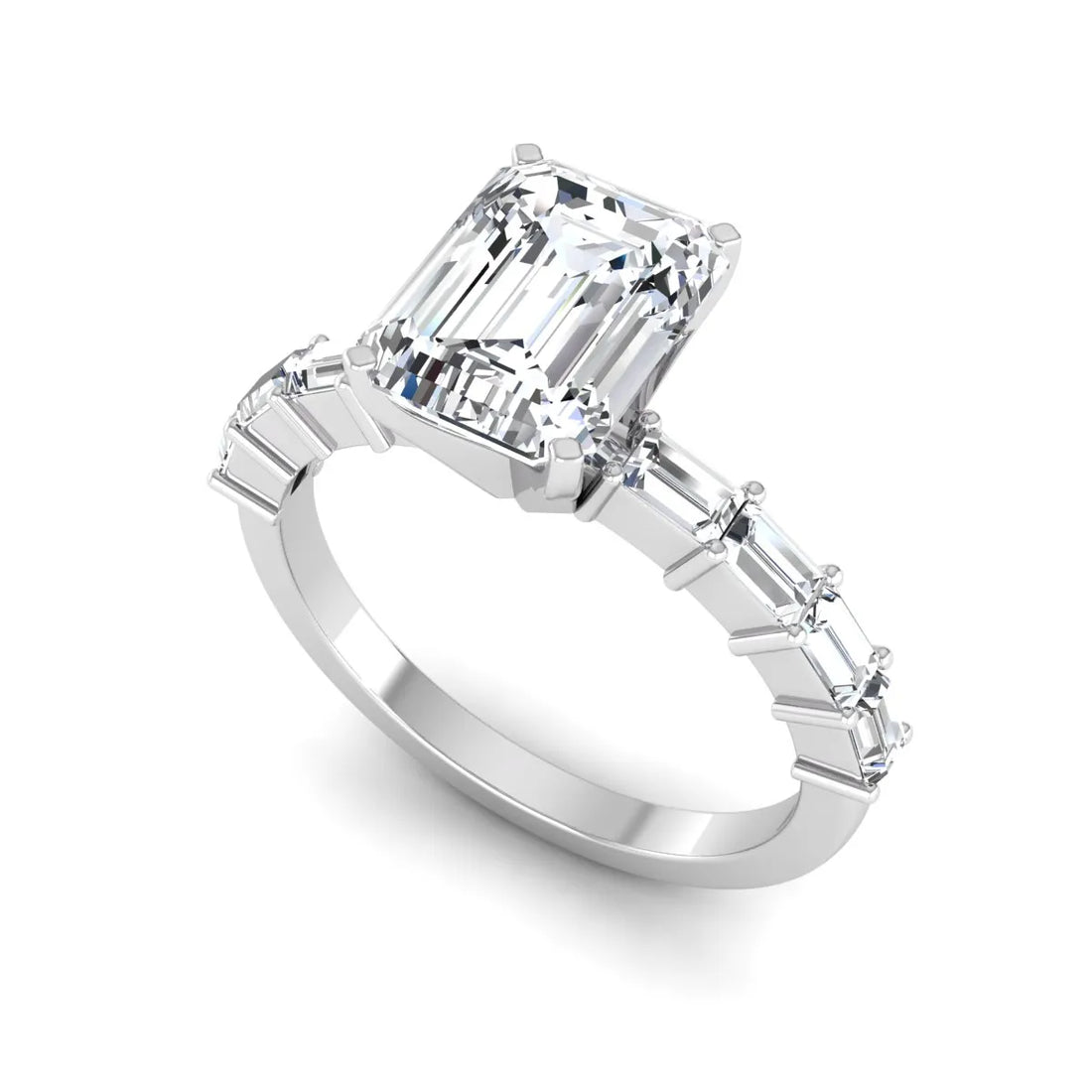 OctaPearl 2 ct Emerald Solitaire Accent Lab Grown Diamond Engagement Ring