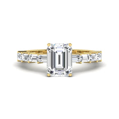OctaPearl 2 ct Emerald Solitaire Accent Lab Grown Diamond Engagement Ring