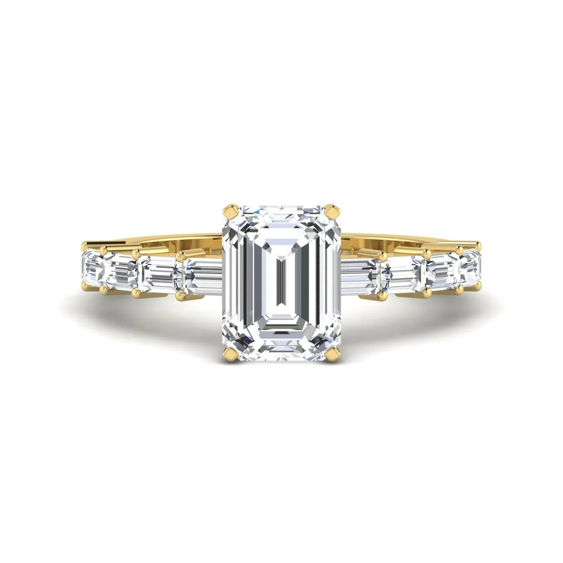 OctaPearl 2 ct Emerald Solitaire Accent Lab Grown Diamond Engagement Ring