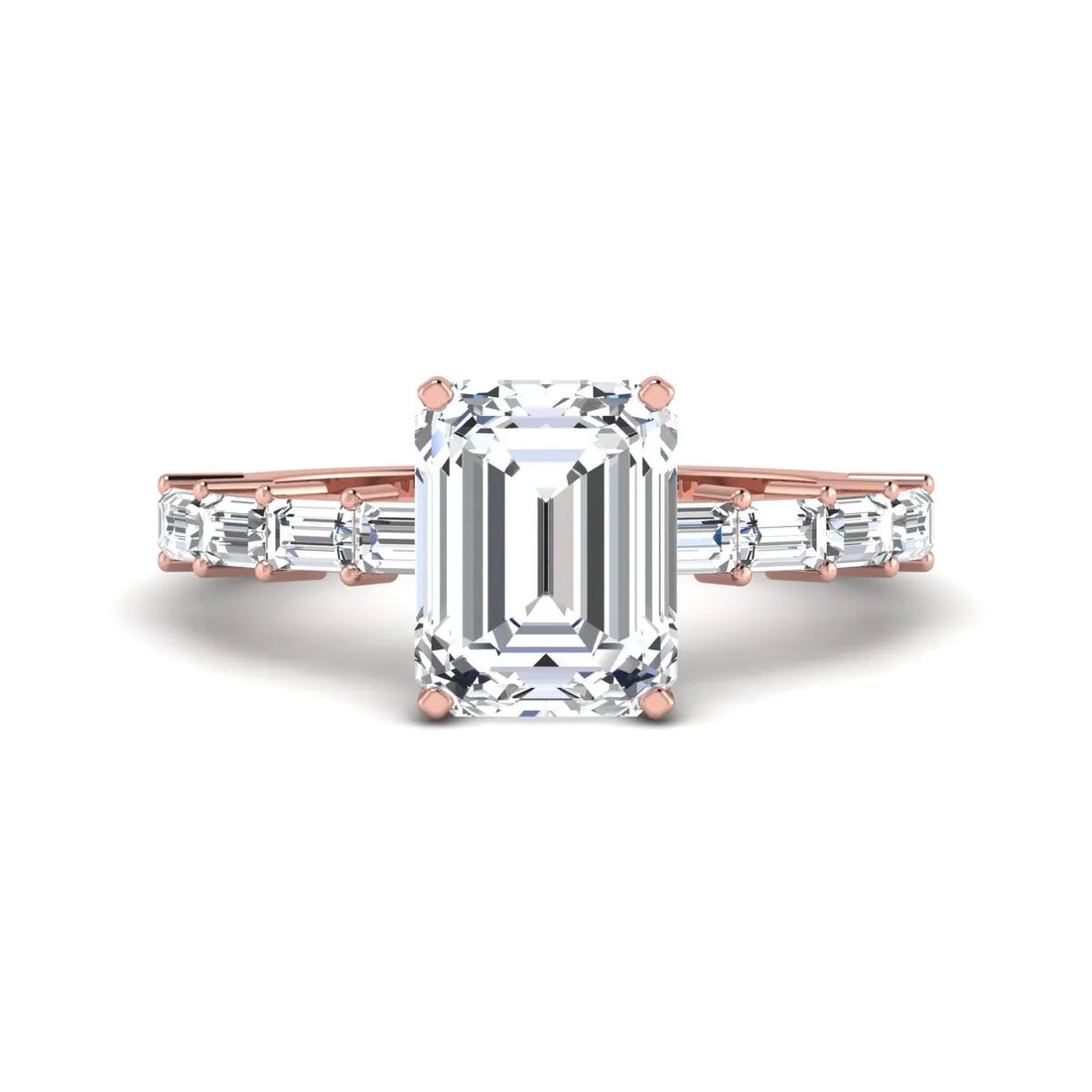 OctaPearl 3 ct Emerald Solitaire Accent Lab Grown Diamond Engagement Ring