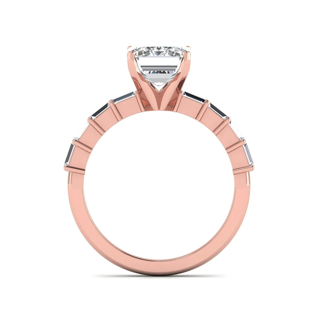 OctaPearl 3 ct Emerald Solitaire Accent Lab Grown Diamond Engagement Ring