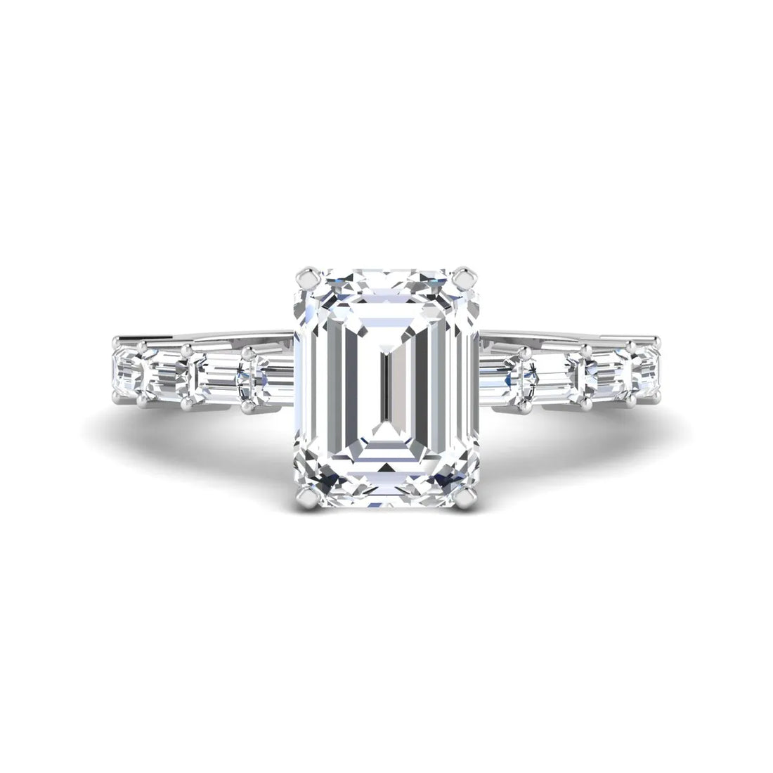 OctaPearl 3 ct Emerald Solitaire Accent Lab Grown Diamond Engagement Ring