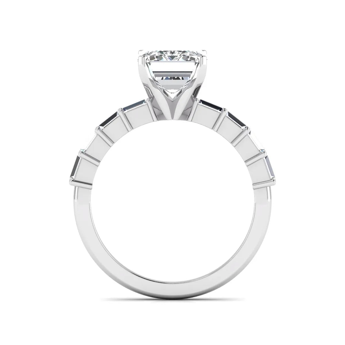 OctaPearl 3 ct Emerald Solitaire Accent Lab Grown Diamond Engagement Ring