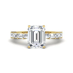 OctaPearl 3 ct Emerald Solitaire Accent Lab Grown Diamond Engagement Ring