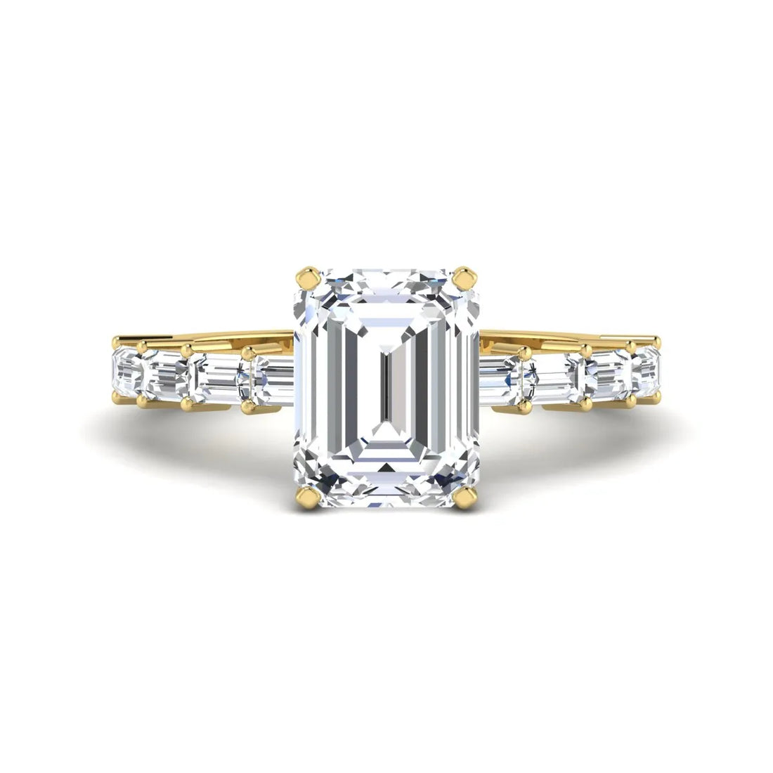 OctaPearl 3 ct Emerald Solitaire Accent Lab Grown Diamond Engagement Ring
