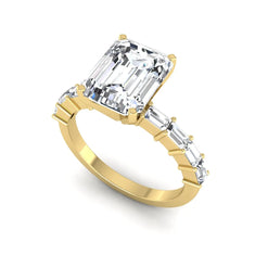 OctaPearl 3 ct Emerald Solitaire Accent Lab Grown Diamond Engagement Ring - alternate view