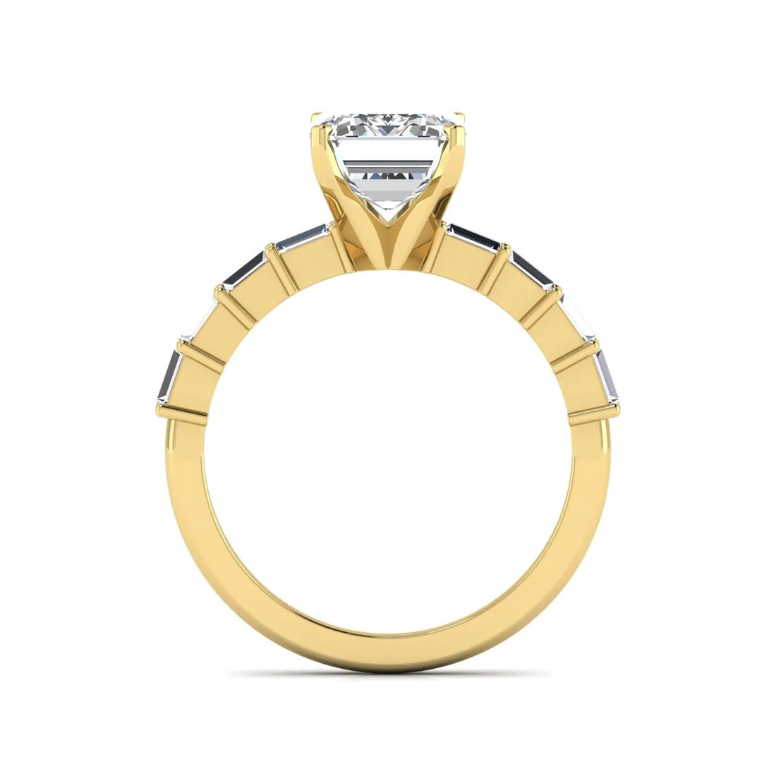 OctaPearl 3 ct Emerald Solitaire Accent Lab Grown Diamond Engagement Ring
