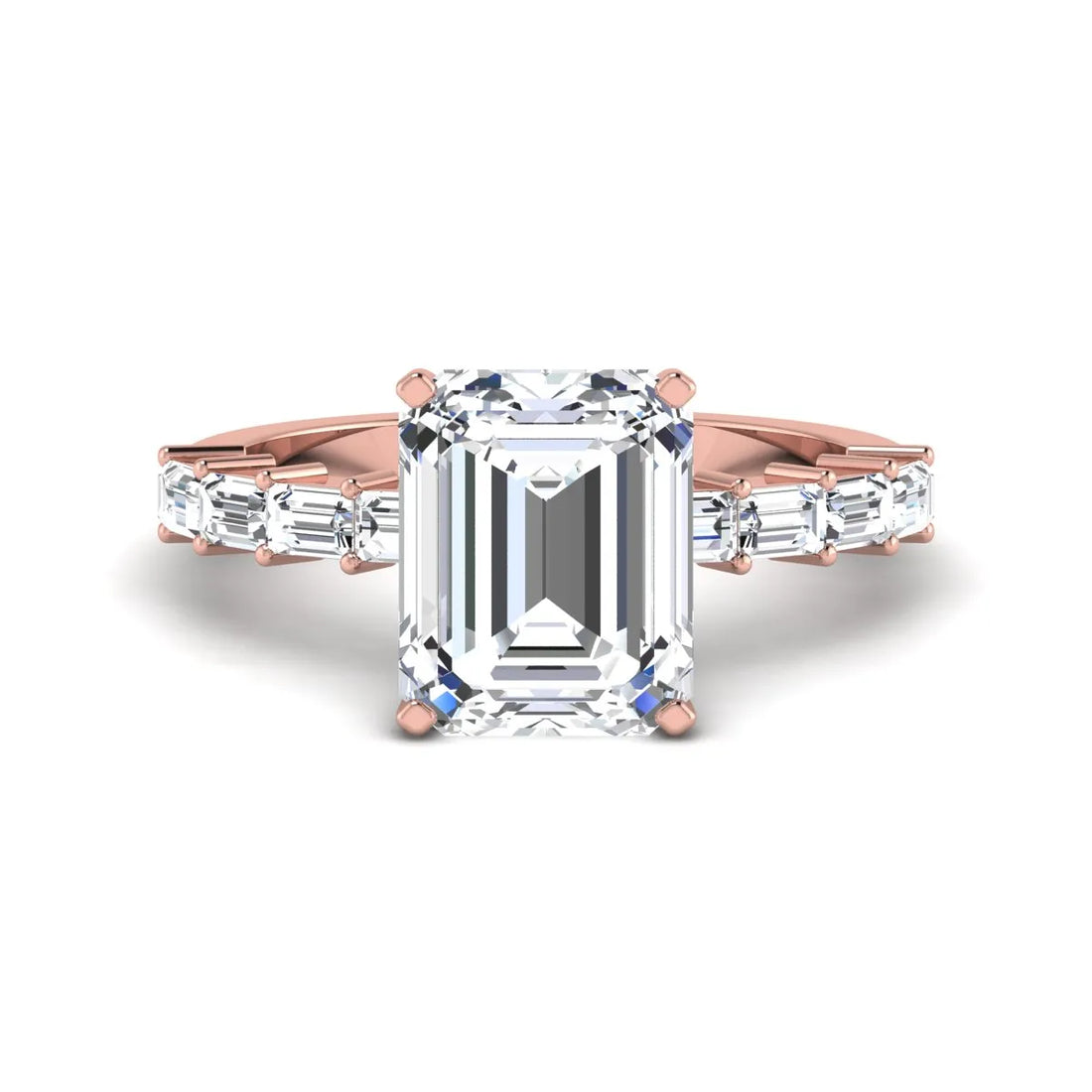 OctaPearl 4 ct Emerald Solitaire Accent Lab Grown Diamond Engagement Ring
