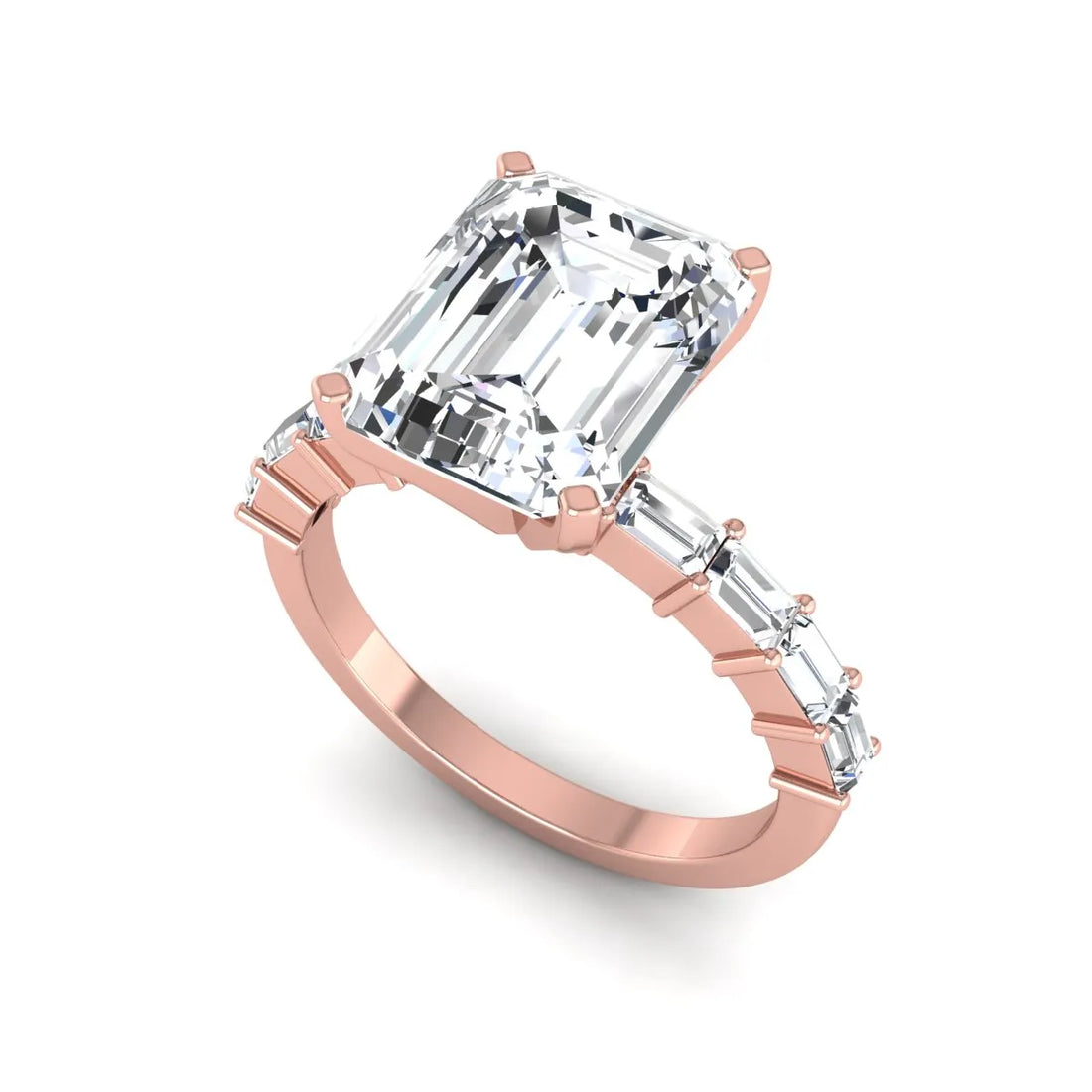 OctaPearl 4 ct Emerald Solitaire Accent Lab Grown Diamond Engagement Ring