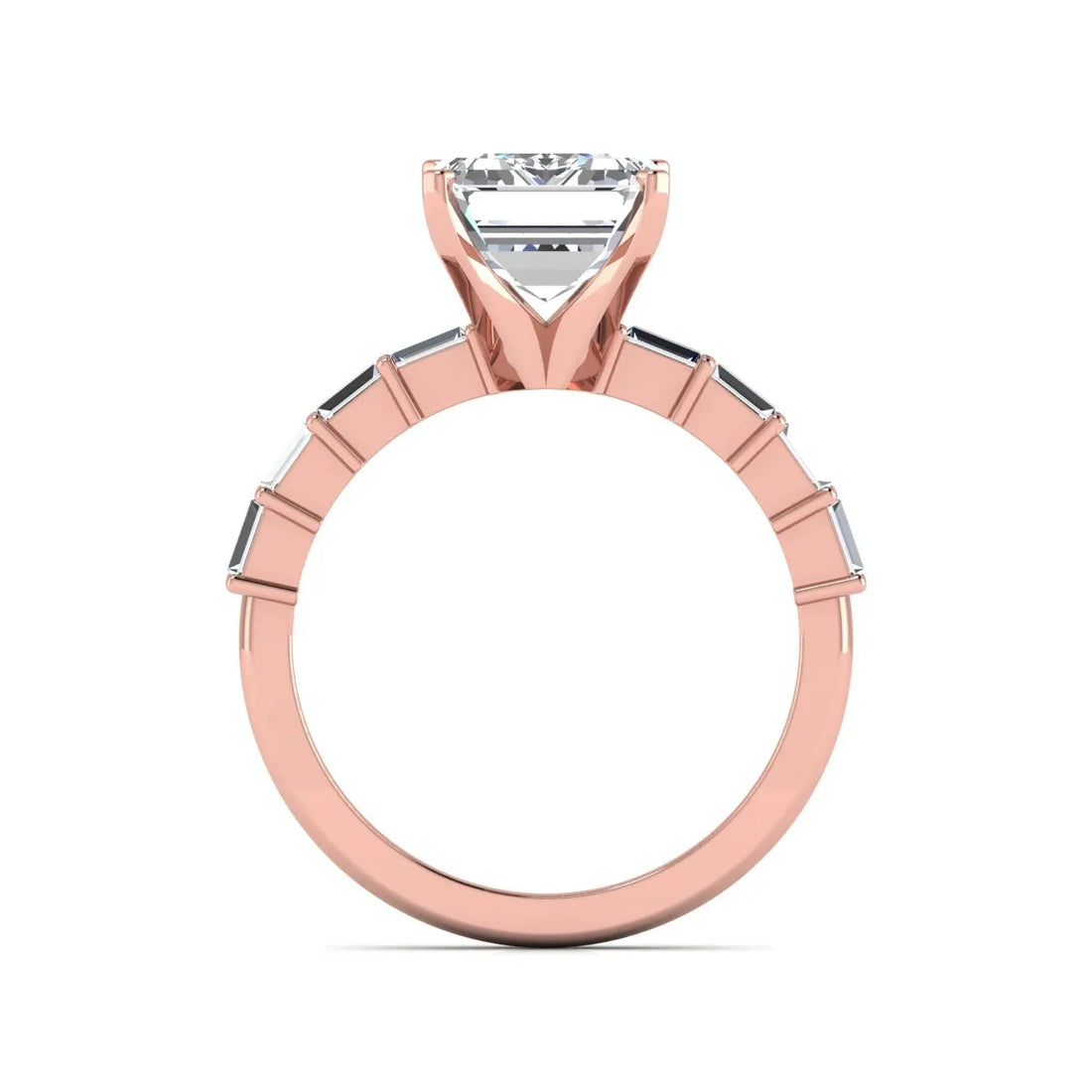 OctaPearl 4 ct Emerald Solitaire Accent Lab Grown Diamond Engagement Ring