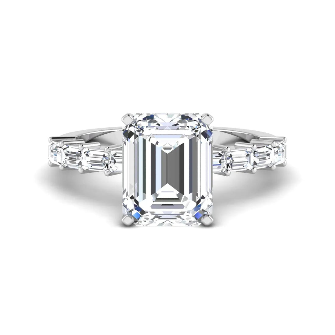 OctaPearl 4 ct Emerald Solitaire Accent Lab Grown Diamond Engagement Ring
