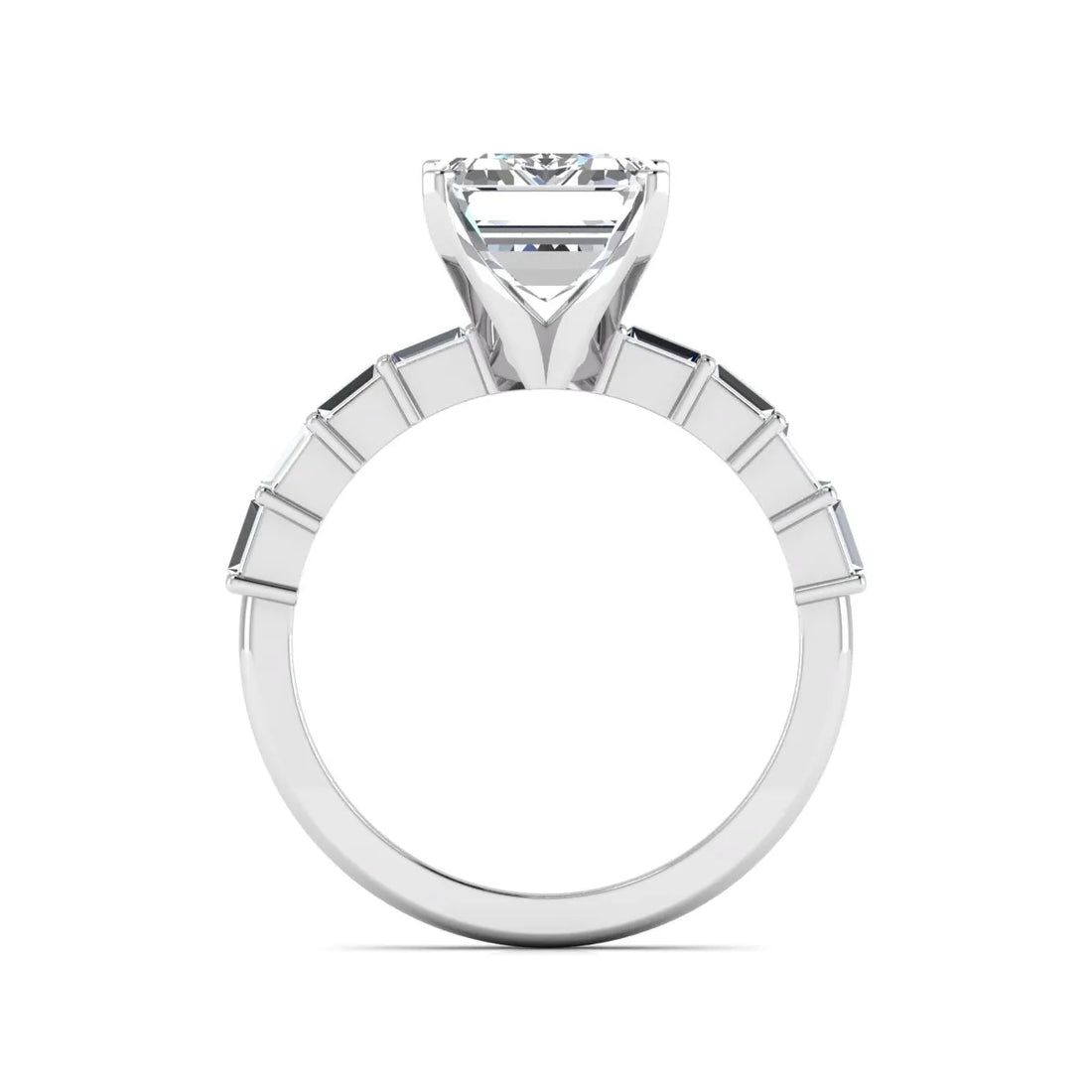 OctaPearl 4 ct Emerald Solitaire Accent Lab Grown Diamond Engagement Ring