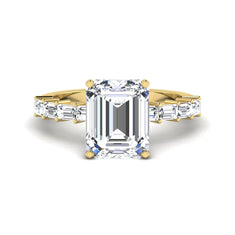 OctaPearl 4 ct Emerald Solitaire Accent Lab Grown Diamond Engagement Ring