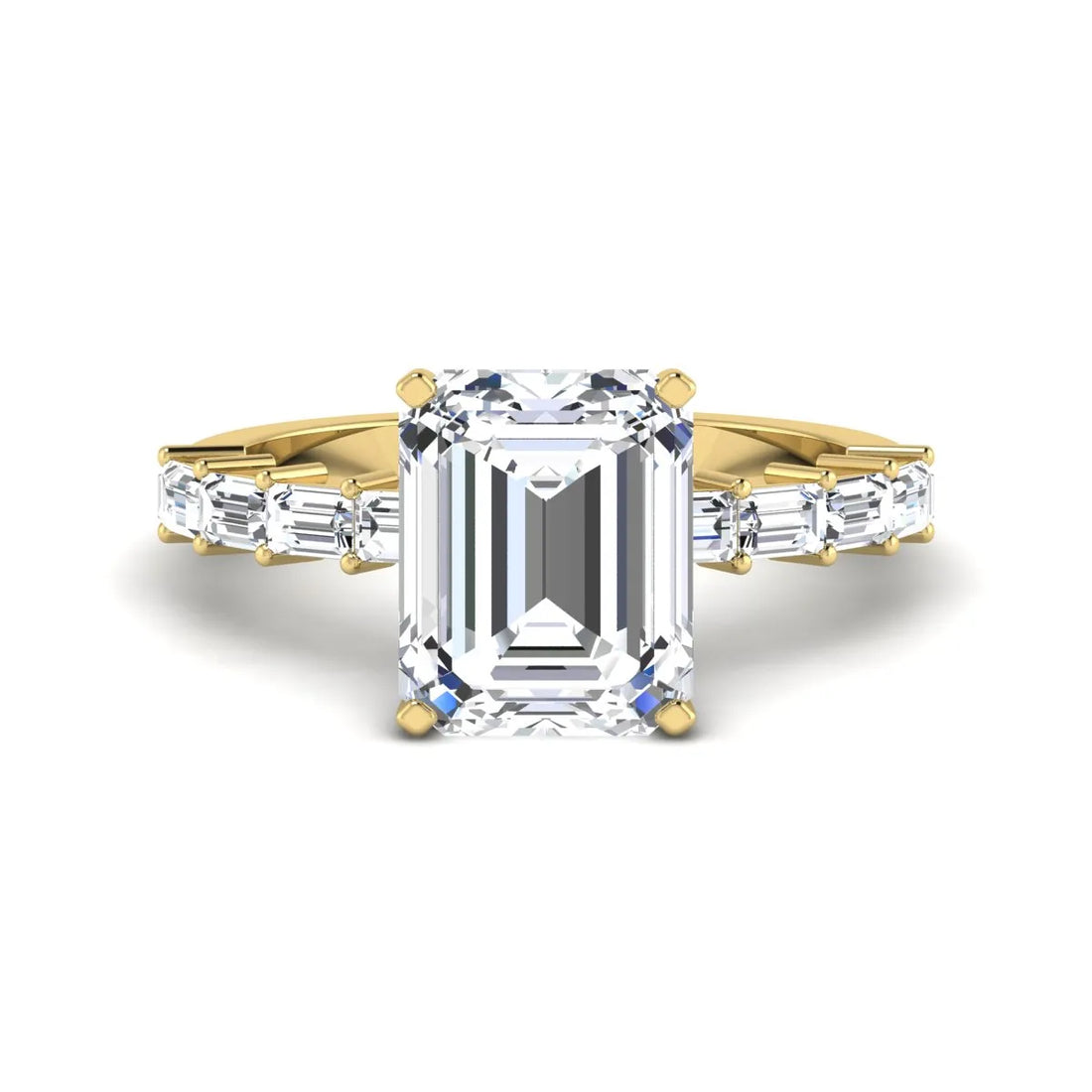 OctaPearl 4 ct Emerald Solitaire Accent Lab Grown Diamond Engagement Ring