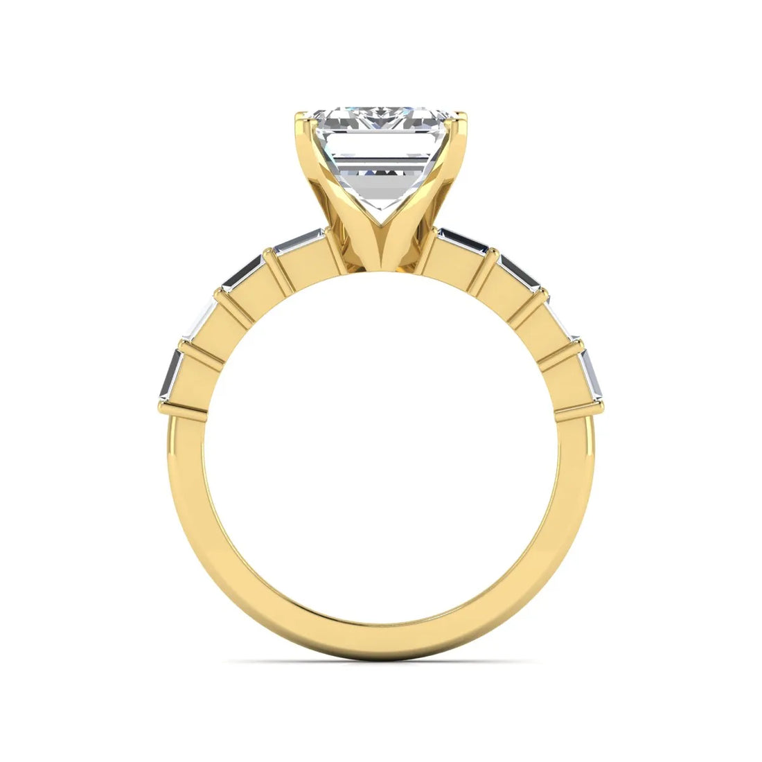 OctaPearl 4 ct Emerald Solitaire Accent Lab Grown Diamond Engagement Ring