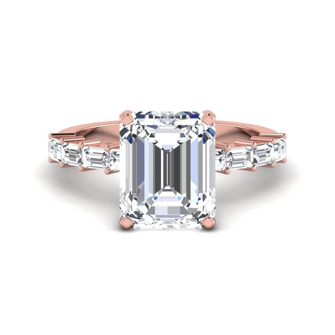 OctaPearl 4.5 ct Emerald Solitaire Accent Lab Grown Diamond Engagement Ring