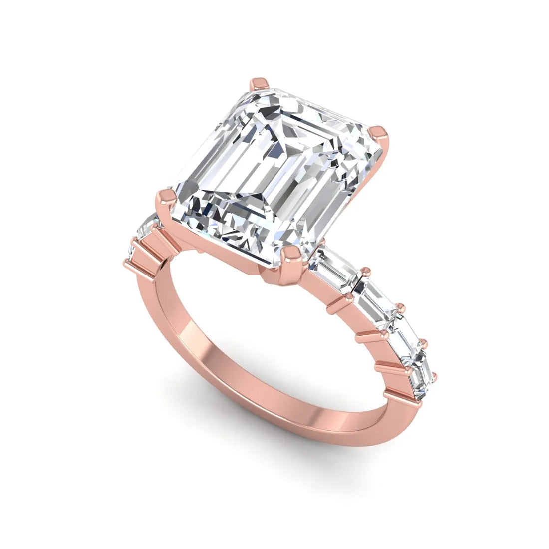 OctaPearl 4.5 ct Emerald Solitaire Accent Lab Grown Diamond Engagement Ring