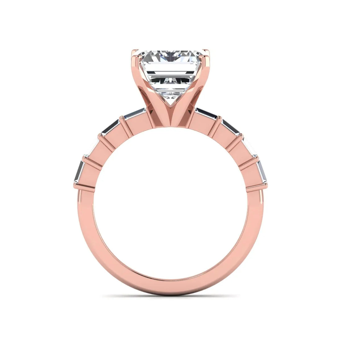 OctaPearl 4.5 ct Emerald Solitaire Accent Lab Grown Diamond Engagement Ring