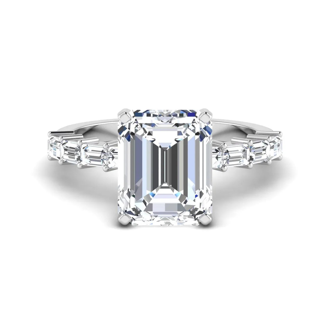 OctaPearl 4.5 ct Emerald Solitaire Accent Lab Grown Diamond Engagement Ring