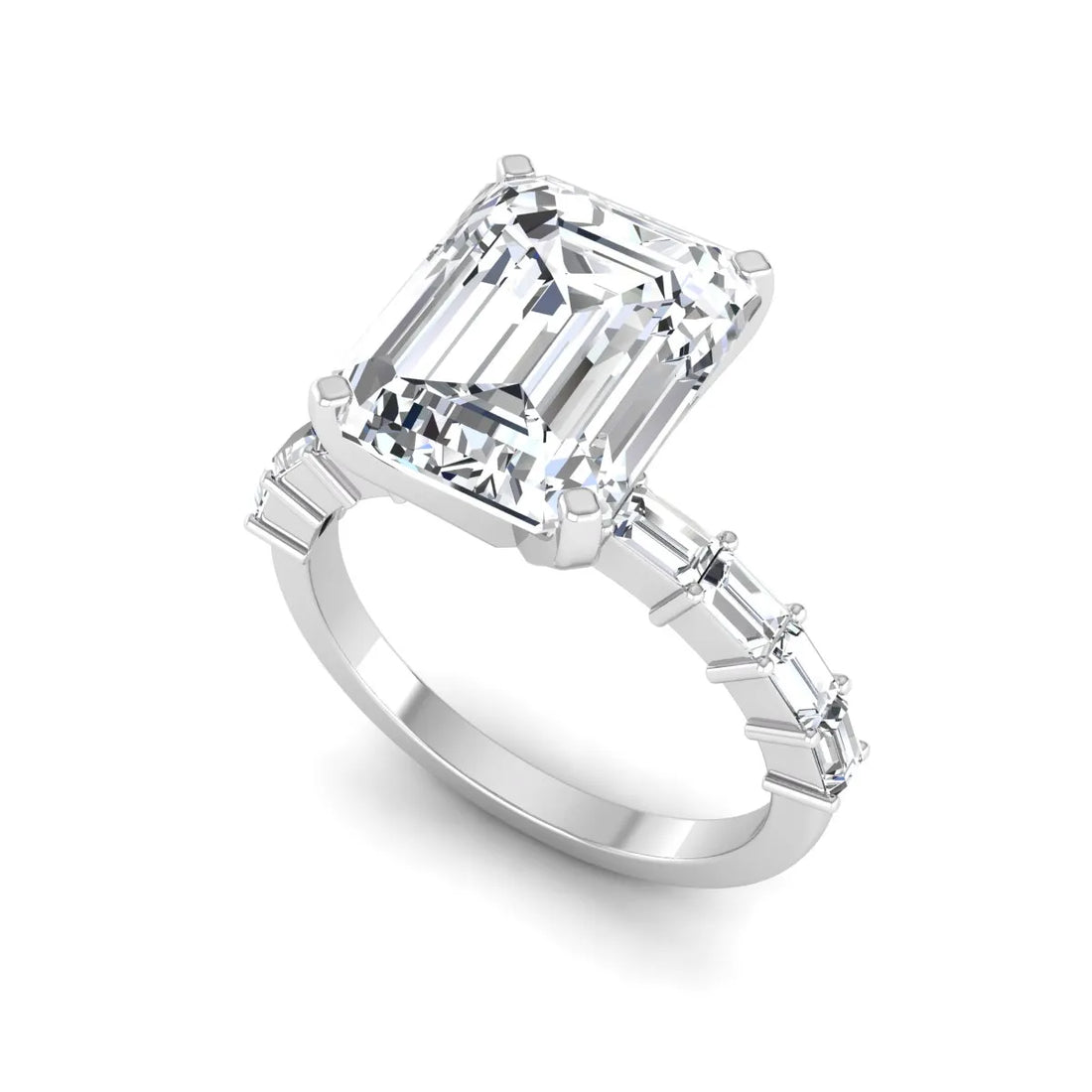 OctaPearl 4.5 ct Emerald Solitaire Accent Lab Grown Diamond Engagement Ring