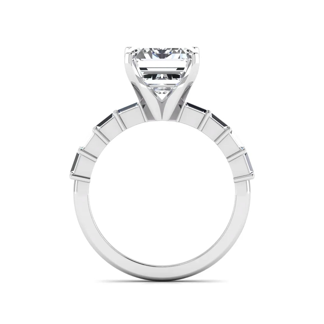 OctaPearl 4.5 ct Emerald Solitaire Accent Lab Grown Diamond Engagement Ring