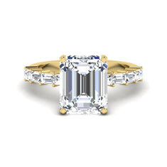 OctaPearl 4.5 ct Emerald Solitaire Accent Lab Grown Diamond Engagement Ring