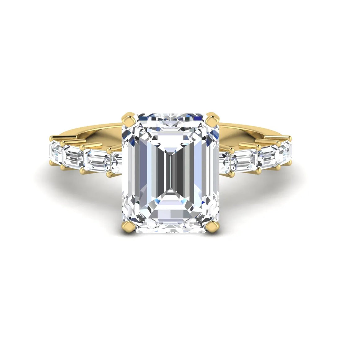 OctaPearl 4.5 ct Emerald Solitaire Accent Lab Grown Diamond Engagement Ring
