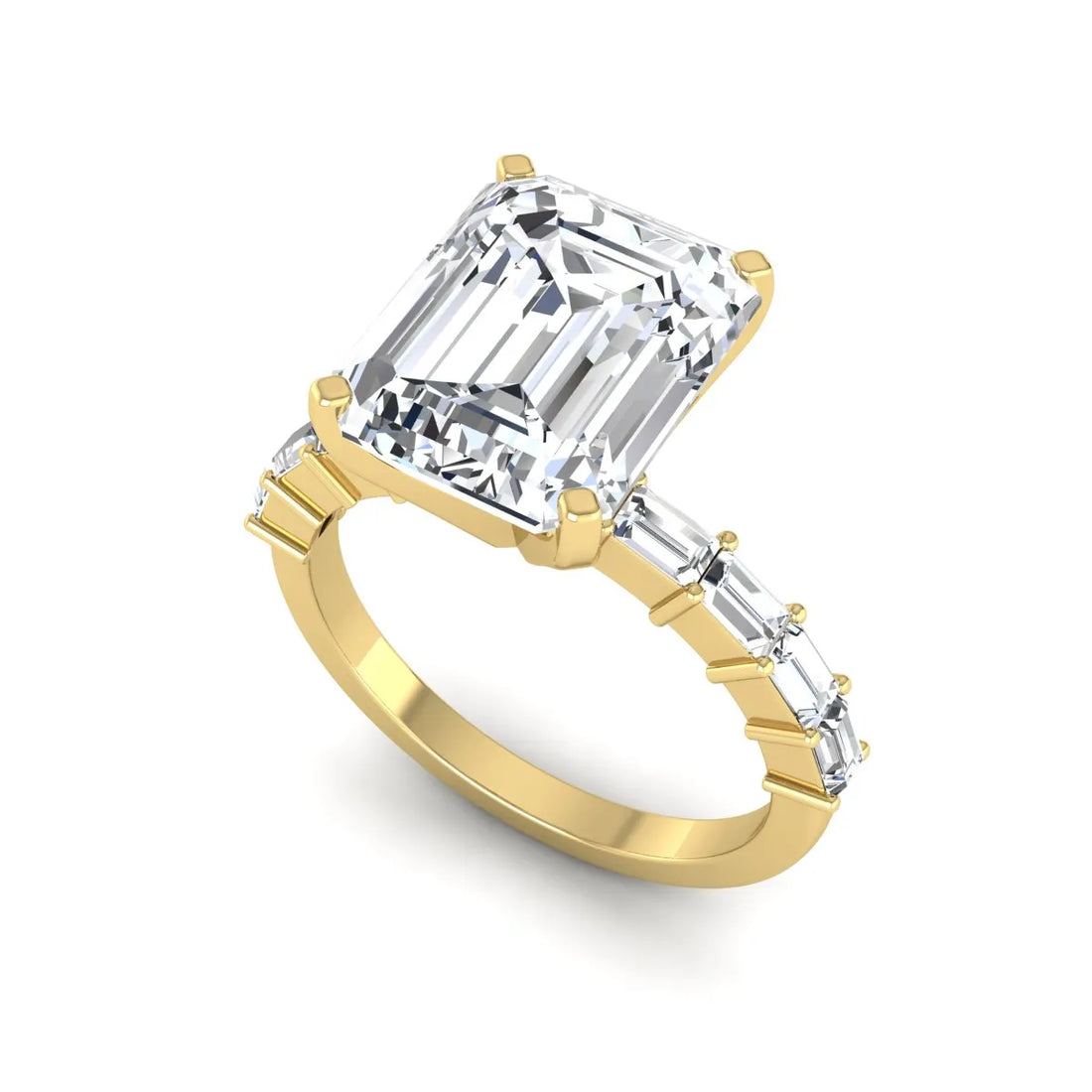 OctaPearl 4.5 ct Emerald Solitaire Accent Lab Grown Diamond Engagement Ring