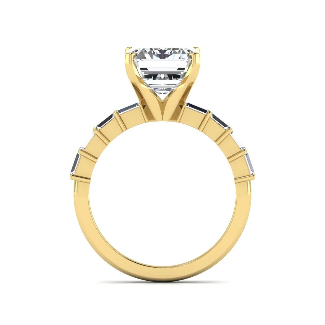 OctaPearl 4.5 ct Emerald Solitaire Accent Lab Grown Diamond Engagement Ring