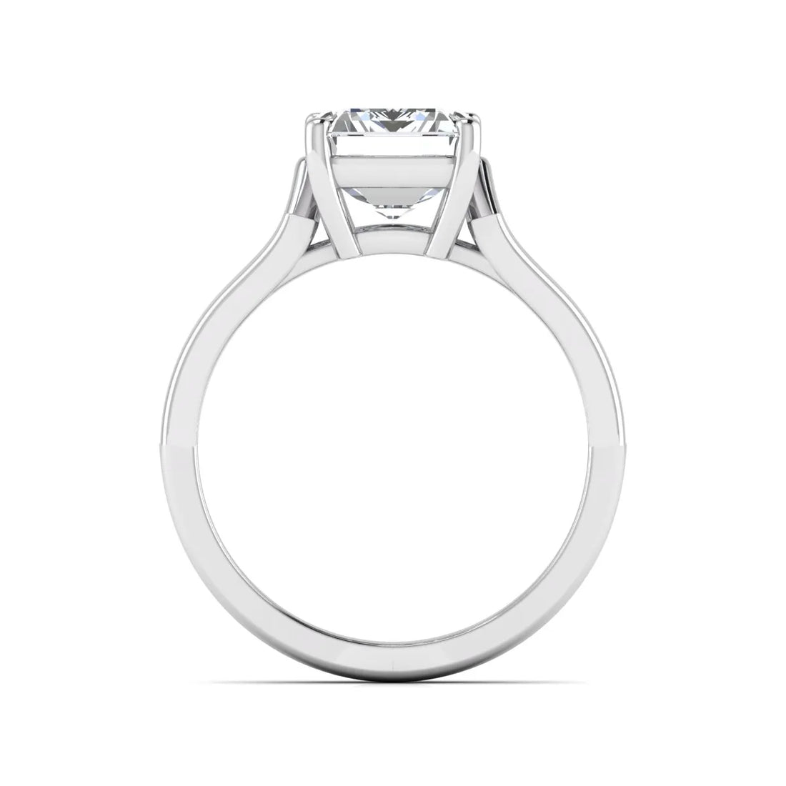 OctaPearl 4 ct Emerald Solitaire Lab Grown Diamond Cathedral Engagement Ring