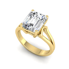 OctaPearl 4 ct Emerald Solitaire Lab Grown Diamond Cathedral Engagement Ring - alternate view