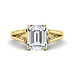 OctaPearl 4 ct Emerald Solitaire Lab Grown Diamond Cathedral Engagement Ring