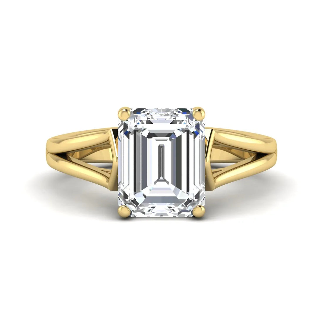OctaPearl 4 ct Emerald Solitaire Lab Grown Diamond Cathedral Engagement Ring