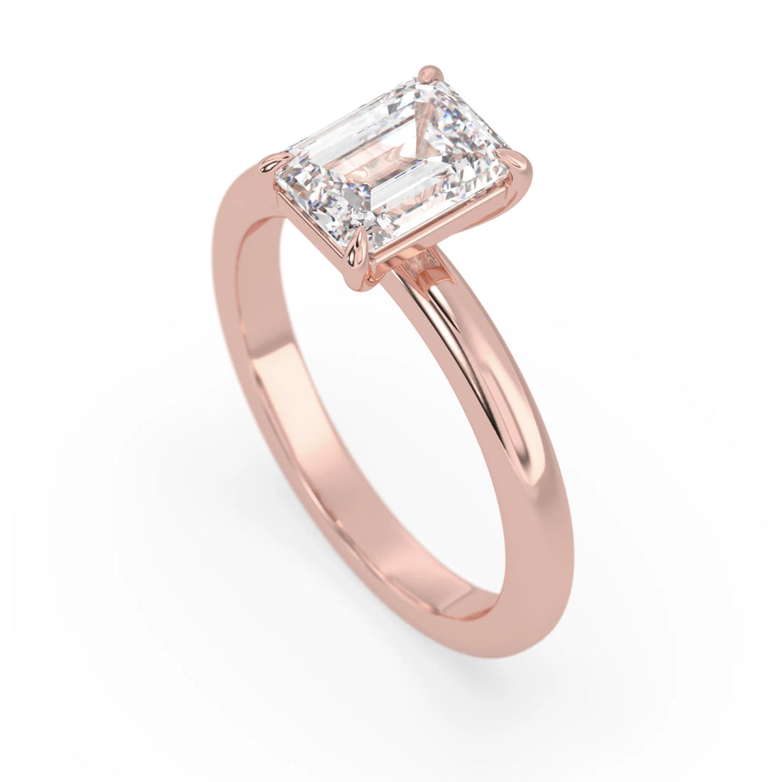 OctaPearl 1.5 ct Emerald Cut Lab Grown Diamond Solitaire Engagement Ring