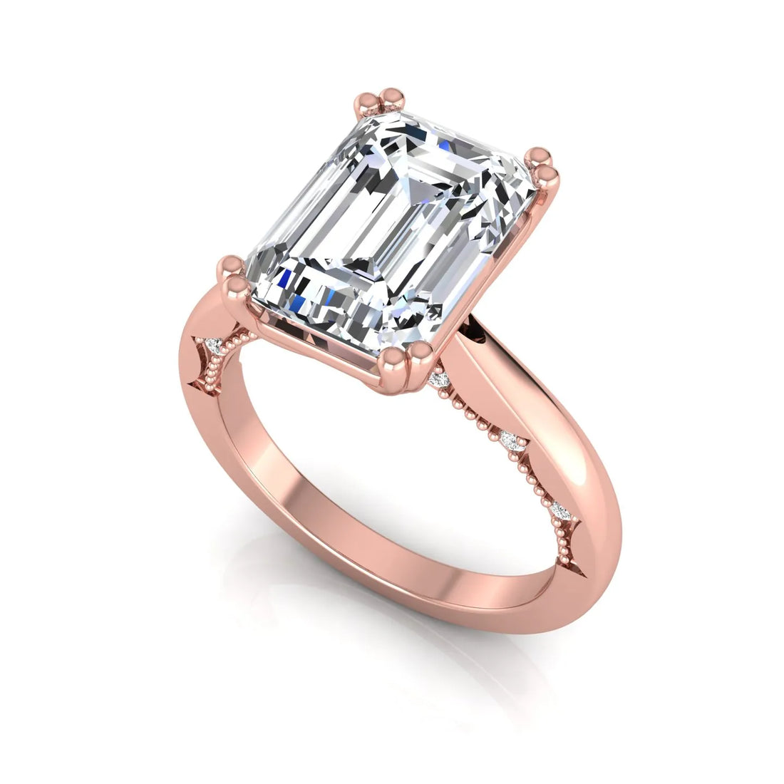 OctaPearl 3 ct Emerald Solitaire Lab Grown Diamond Engagement Ring