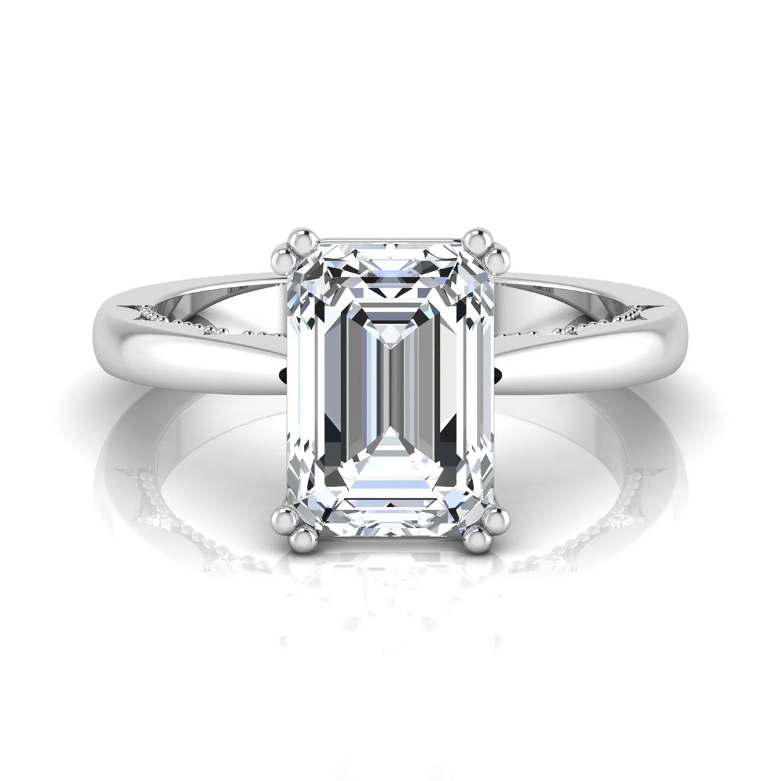 OctaPearl 3 ct Emerald Solitaire Lab Grown Diamond Engagement Ring