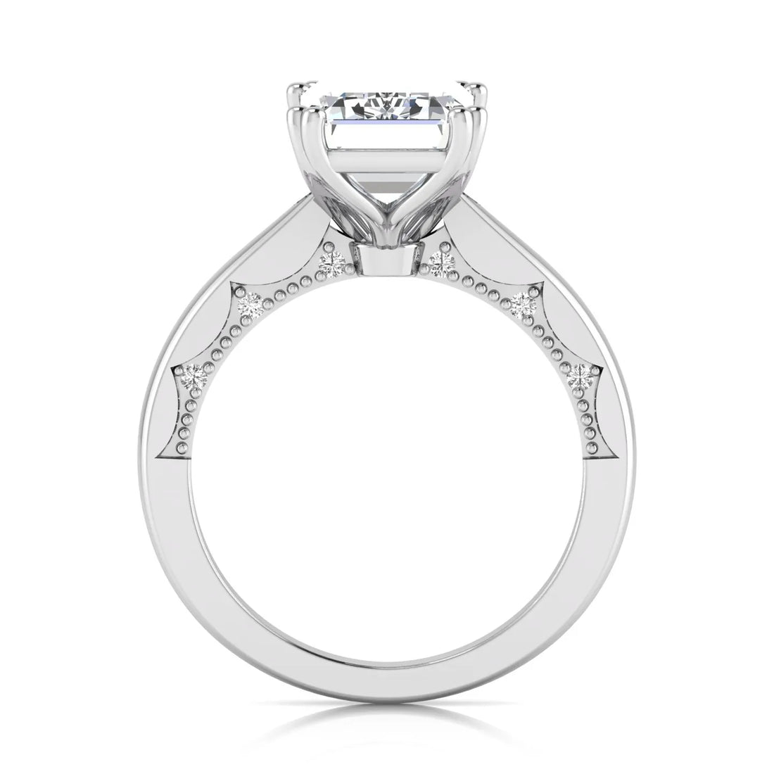 OctaPearl 3 ct Emerald Solitaire Lab Grown Diamond Engagement Ring
